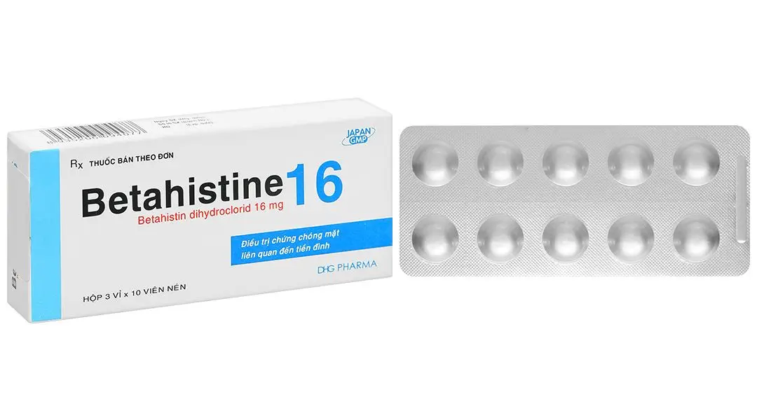 Betahistine 16 DHG điều trị chứng chóng mặt liên quan đến tiền đình (3 vỉ x 10 viên)